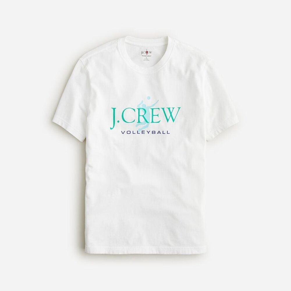 J Crew Mens Medium Relaxed Volleyball Vintage-Wash Cotton Graphic‎ T-shirt 2395